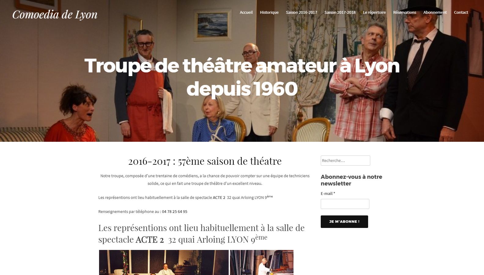 Réalisation RP2I (Romaric Pibolleau): Comoedia de Lyon - Site Web<br>Gestion des photos des représentations<br>Gestion de l'outil de réservation en ligne.